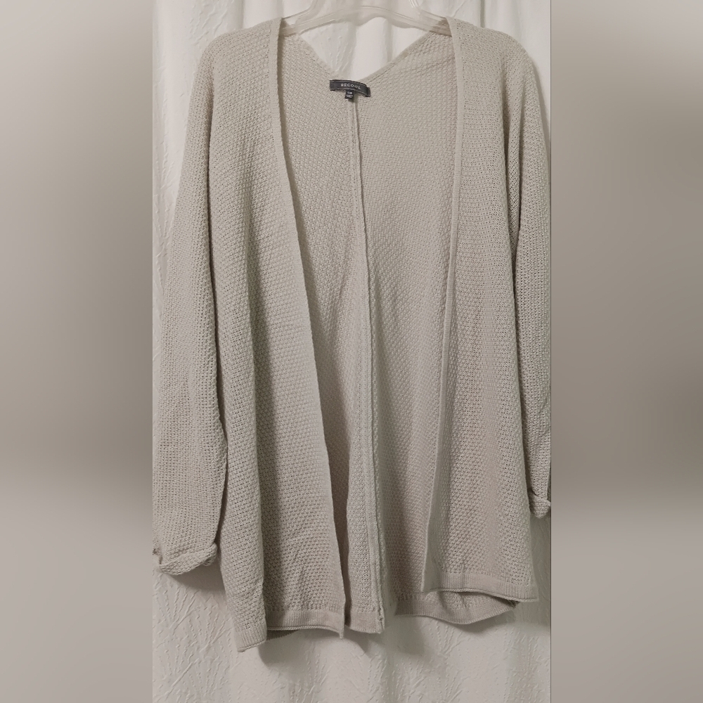 3X$25.  BECOOL Gray Open Front Cardigan Shaker Stitch Dolman Sweater S/M